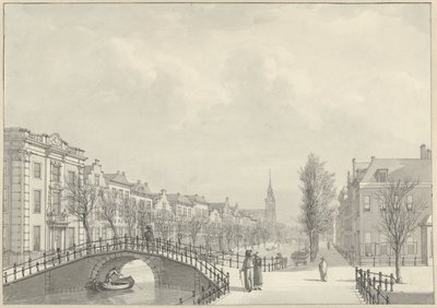 Gezicht op het Rapenburg te Leiden van de Nieuwsteegbrug, 1807 door Hermanus Numan (signed by artist)
