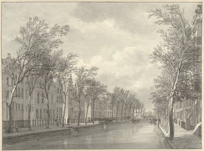 Gezicht op het Rapenburg te Leiden vanaf de Groenebrug, 1807 door Hermanus Numan (signed by artist)