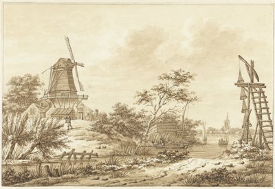 Gezicht bij Zaltbommel door Hermanus Numan