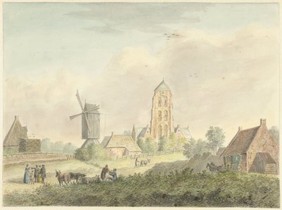 Kerk van het dorp Westkapelle in Zeeland door Hermanus Petrus Schouten