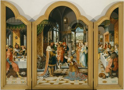 Het Verhaal van David en Bathseba, Drieluik door Herri met de (c.1510 p.1550) Bles