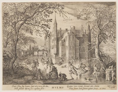 Zuylen - Winter, uit De seizoenen, Gezicht op kastelen in de omgeving van Amsterdam door Hessel Gerritsz
