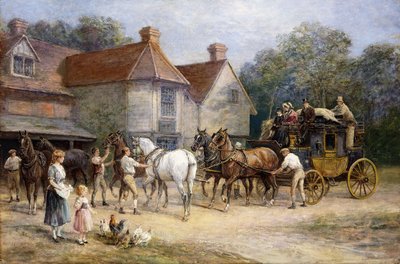 Paarden Wisselen door Heywood Hardy