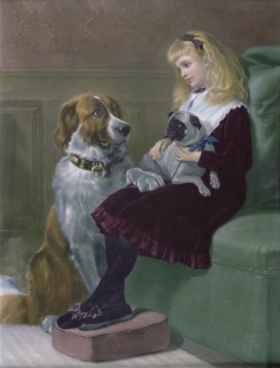 Haar enige speelkameraadjes, gegraveerd door George H. Every, uitgegeven door Arthur Lucas, 1872 door Heywood Hardy