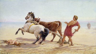 Ulysses ploegt het zand van de zee door Heywood Hardy