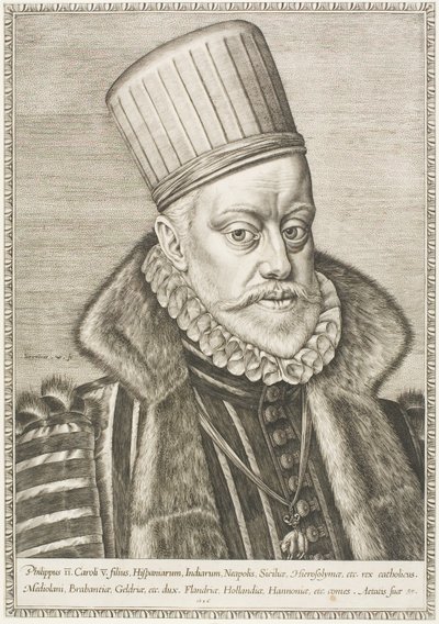 Filips II, koning van Spanje door Hieronymous Wierix