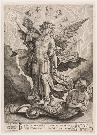 Michael triomfeert over de draak door Hieronymous Wierix