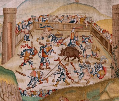 Vlaamse wandtapijt. Serie Vier wandtapijten naar Jheronimus Bosch. Sint Maarten. Eerste wandtapijt in de serie. Model Geïnspireerd door het werk van Jheronimus Bosch. Fabrikant Onbekende werkplaats, Brussel. Voor 1560. door Hieronymus (after) Bosch