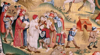 Vier wandtapijten naar Jheronimus Bosch. Beproevingen van het menselijk leven door Hieronymus (after) Bosch