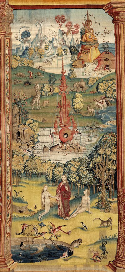De tuin der lusten. ca. 1560 (tapijt) door Hieronymus (after) Bosch
