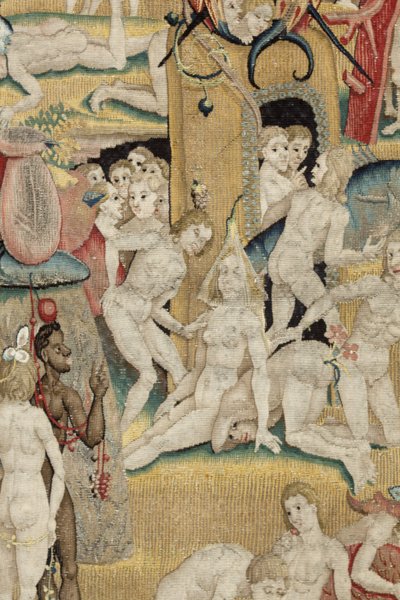 De tuin der lusten. ca. 1560 (tapijt) door Hieronymus (after) Bosch