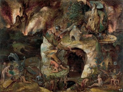 Landschap van de hel door Hieronymus (school of) Bosch