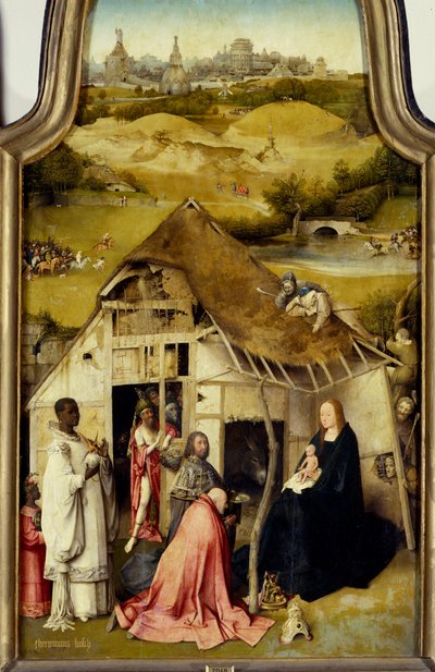 Aanbidding van de Driekoningen (detail) door Hieronymus Bosch