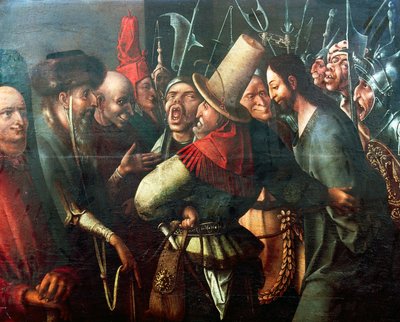 Christus voor Pilatus gebracht, door Jheronimus Bosch, olieverf op paneel. Nederland door Hieronymus Bosch