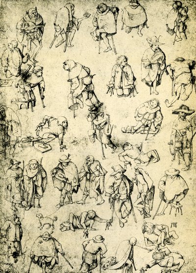 Kreupelen, bedelaars en bedel muzikanten door Hieronymus Bosch