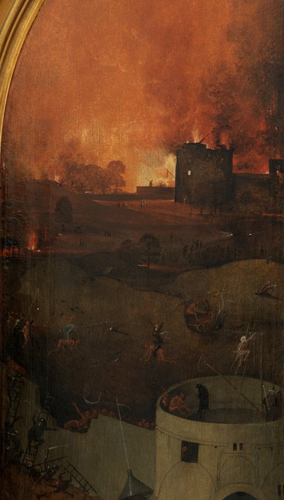 Detail van het rechter paneel van het Laatste Oordeel door Hieronymus Bosch