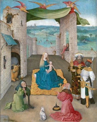 De aanbidding van de wijzen, c.1475 door Hieronymus Bosch