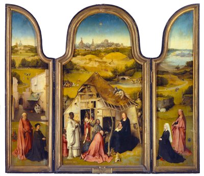 De aanbidding der wijzen of de openbaring, drieluik. door Hieronymus Bosch