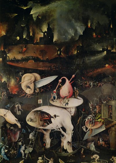 De Tuin der Lusten, Hel, rechtervleugel van drieluik, ca.1500 door Hieronymus Bosch