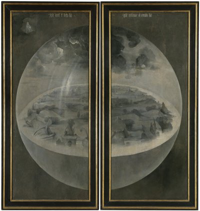 De tuin der lusten. Drieluik, achterkant: De schepping door Hieronymus Bosch