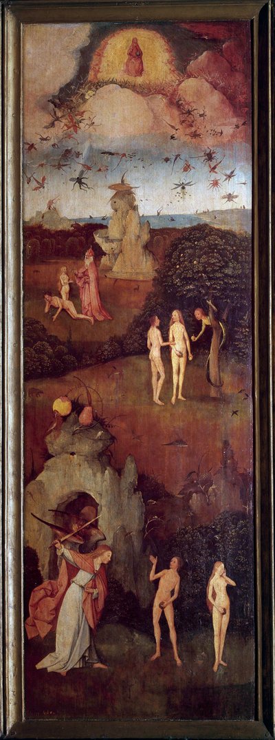 De hooiwagen De schepping van Adam en Eva. Ze worden uit het Paradijs verdreven na de erfzonde door Hieronymus Bosch