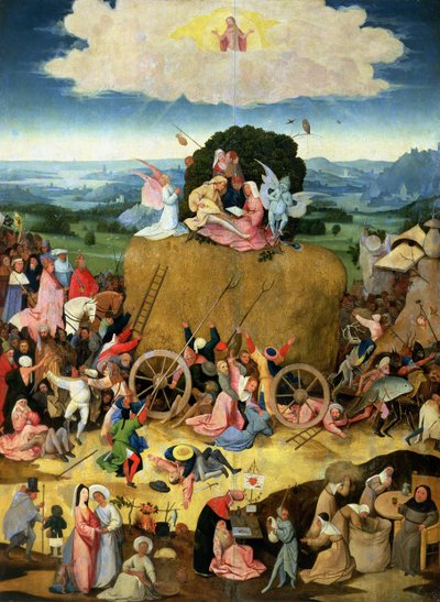 De Hooikar: centraal paneel van het drieluik, ca. 1500 door Hieronymus Bosch