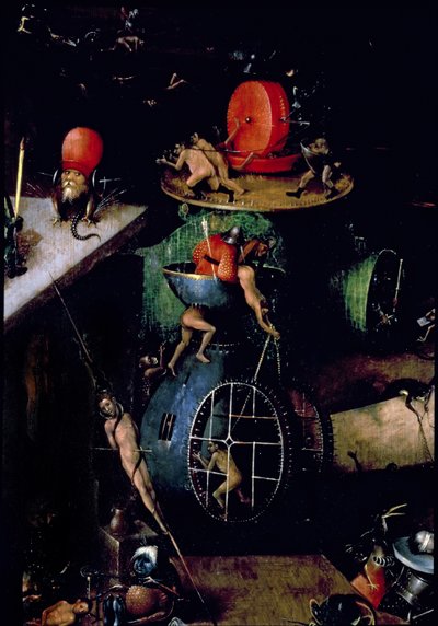 Het Laatste Oordeel (Altaarstuk): Detail van een urn door Hieronymus Bosch