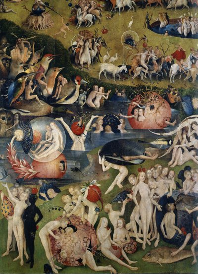 De tuin der lusten. Detail van het centrale deel van het drieluik door Hieronymus Bosch