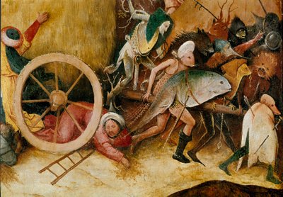 De hooikar of hooitriptiek (hooikar): Middenpaneel detail door Hieronymus Bosch