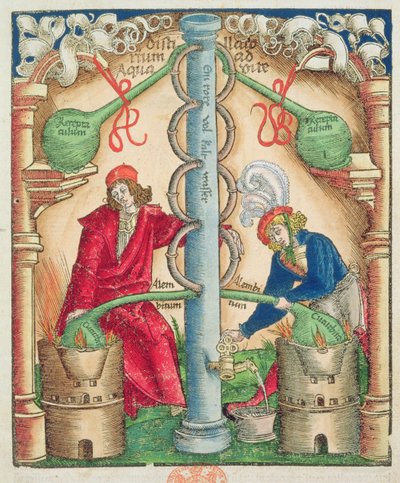 Titelpagina van een handleiding voor distilleerders, Straatsburg door Hieronymus Brunschwig