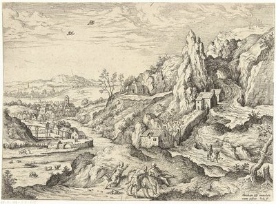 Abraham en Isaak op weg naar de offerplaats door Hieronymus Cock