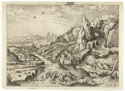 Abraham en Isaak op weg naar de offerplaats door Hieronymus Cock