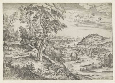 Cephalus en Procris Landschappen met bijbelse en mythologische scènes (series title) door Hieronymus Cock