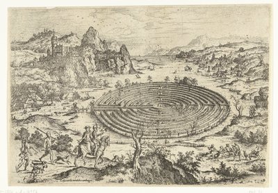 Het Kretische labyrint door Hieronymus Cock