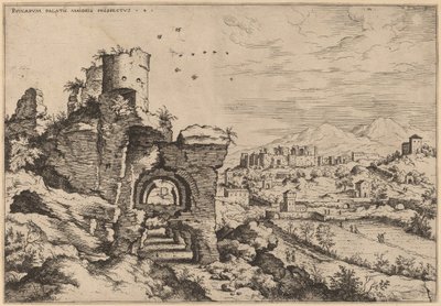 Ruïnes op de Palatijn, Kijkend naar de Baden van Caracalla door Hieronymus Cock