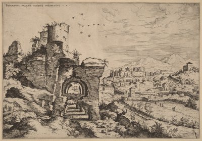 Ruïnes op de Palatijn, met uitzicht op de baden van Caracalla door Hieronymus Cock