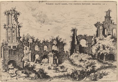 Ruïnes op de Palatijn met het Septizonium door Hieronymus Cock