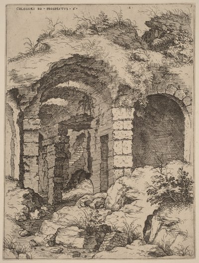 Zesde aanzicht van het Colosseum door Hieronymus Cock