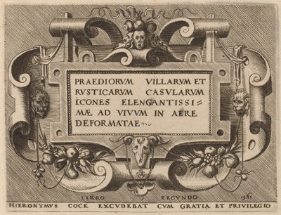 Titelpagina voor "Praediorum Villarum" door Hieronymus Cock