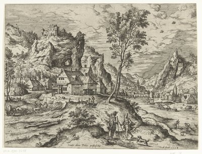 Tobias en de engel door Hieronymus Cock