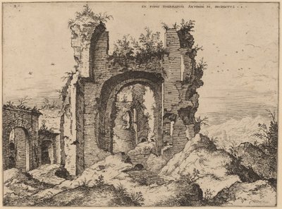 Uitzicht op de Baden van Caracalla door Hieronymus Cock