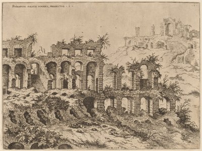 Uitzicht op het Colosseum met het Palatijn op de Achtergrond door Hieronymus Cock