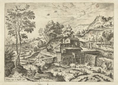 Vlucht naar Egypte Landschappen met bijbelse en mythologische scènes door Hieronymus Cock