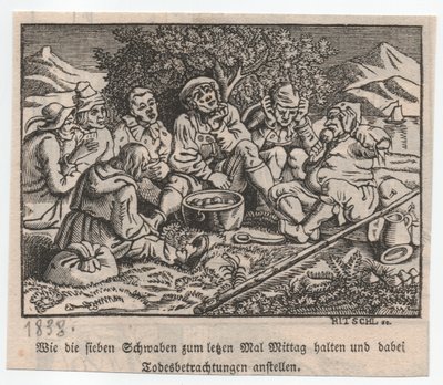De Zwaben verzameld rond de knoedelpot door Hieronymus Heinrich Jakob Ritschl von Hartenbach