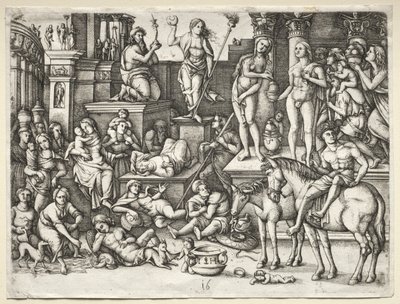 De kracht van liefde, of, aanbidding van Luna door Hieronymus Hopfer