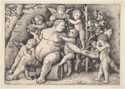 Silenus door Hieronymus Hopfer after Andrea Mantegna