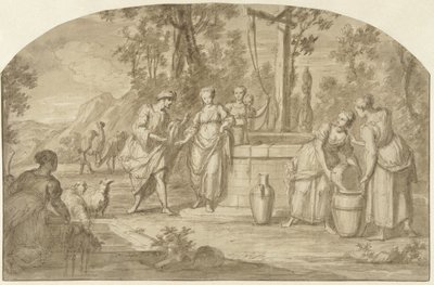 Eliëzer en Rebekka bij de bron door Hieronymus Lapis