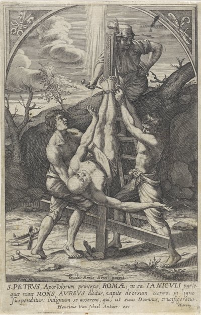 Kruisiging van Petrus door Hieronymus Wierix
