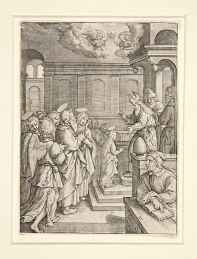 De presentatie van de Maagd, uit de serie Het leven van de Maagd door Hieronymus Wierix