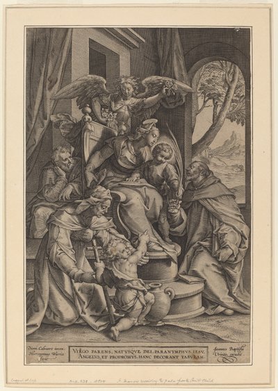 De Heilige Verwantschap door Hieronymus Wierix after Denys Calvaert